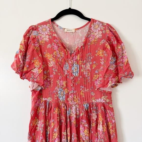 SPELL AND THE GYPSY COLLECTIVE Meadowland Flutter Sleeve Mini Dress Small - Picture 9 of 11